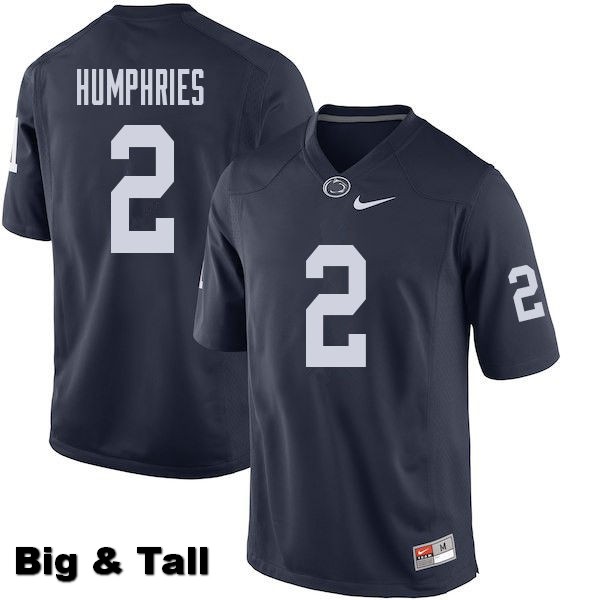 NCAA Nike Men's Penn State Nittany Lions Isaiah Humphries #2 College Football Authentic Big & Tall Navy Stitched Jersey OEW8698NT
